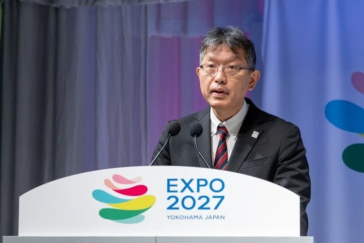 筒井新会長と公式アンバサダー芦田愛菜さん、トゥンクトゥンクご登壇「GREEN×EXPO 2027 開催500日前記者発表会」